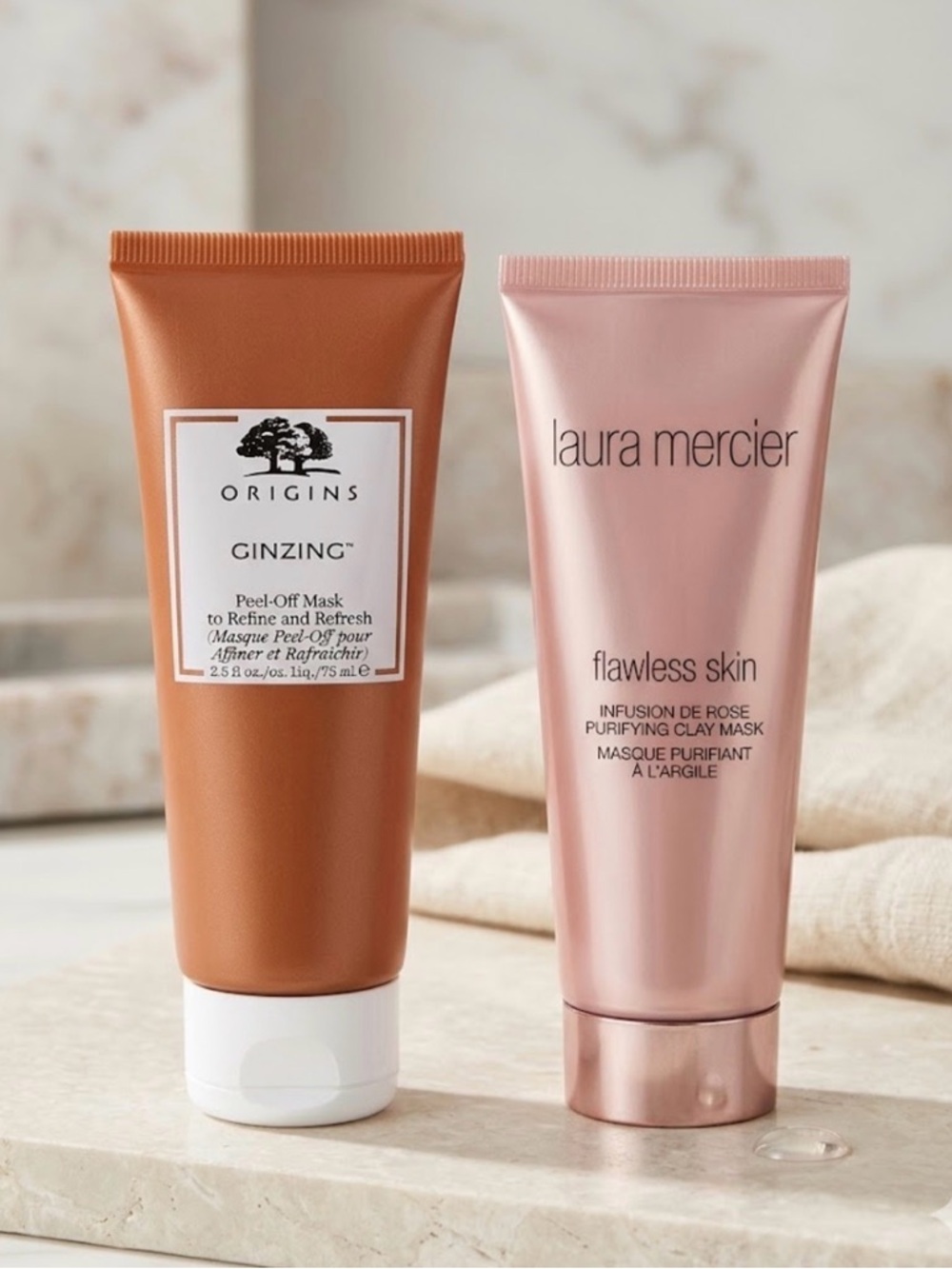 Set of 2 Mask - Origins Ginzing Peel-Off & Laura Mercier Flawless Skin Clay Mask